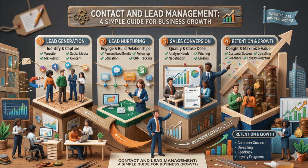 Contact and lead management process using CRM software for business growth