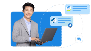 Sales team using collaboration tools like Bitrix24 for communication, task management, and CRM integration